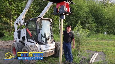 skid steer post driver youtube|vibrating post driver for skid steer.